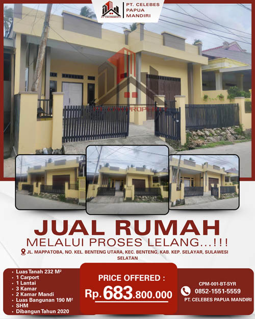 Rumah 1 Lantai di Kepulauan Selayar, Sulawesi Selatan