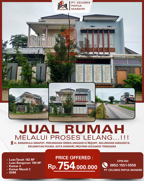 Rumah 2 Lantai Kota Kendari, Sulawesi Selatan