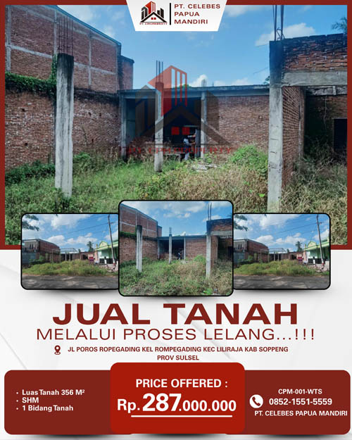 Tanah di Kab. Soppeng, Sulawesi Selatan di Kabupaten Soppeng
