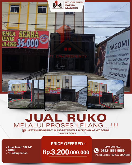 Ruko 2 Lantai di Kab. Gowa, Sulawesi Selatan