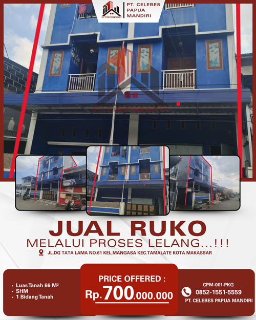 Ruko 3 Lantai di dalam Kota Makassar, Sulawesi Selatan di Kota Makassar