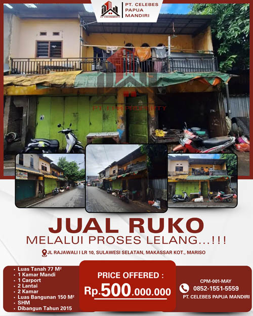 Ruko 2 Lantai di Kota Makassar, Sulawesi Selatan di Kota Makassar