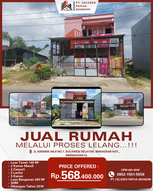 Rumah 2 Lantai di Kota Makassar, Sulawesi Selatan di Kota Makassar