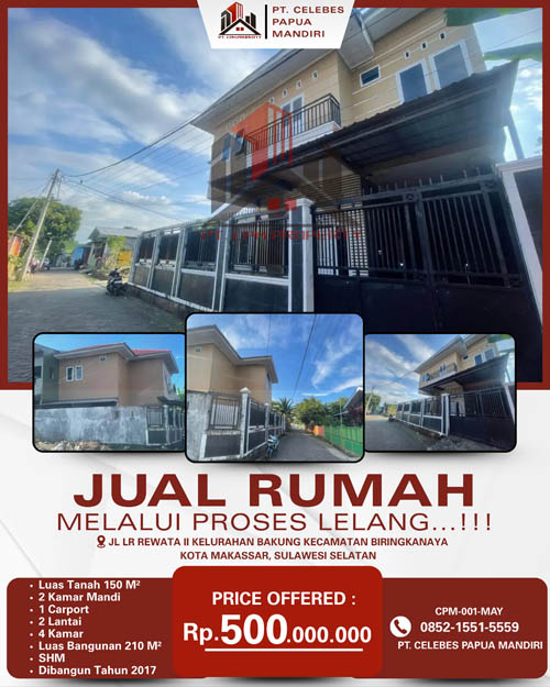 Rumah 2 Lantai di Kota Makassar, Sulawesi Selatan di Kota Makassar