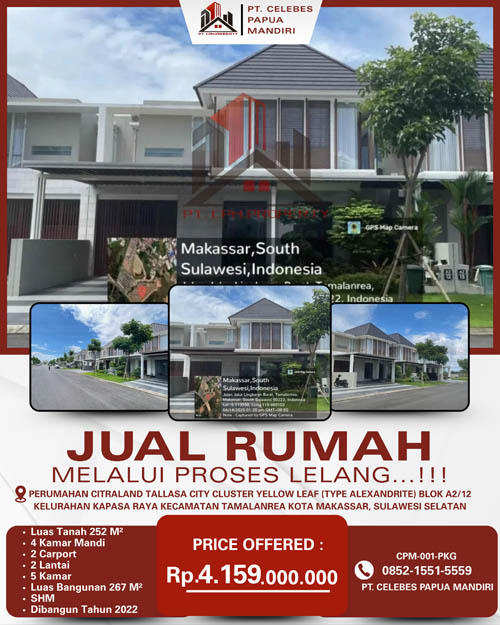 Rumah 2 Lantai di Kota Makassar, Sulawesi Selatan di Kota Makassar